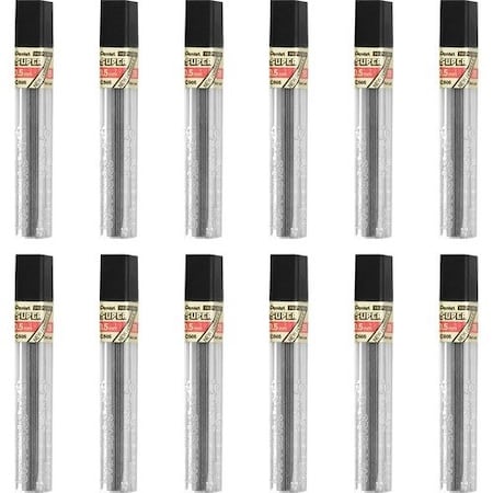 Pentel Hi-Polymer Lead, 0.5 mm, Fine, 2H, 14 Black, 12PK PENC5052HBX